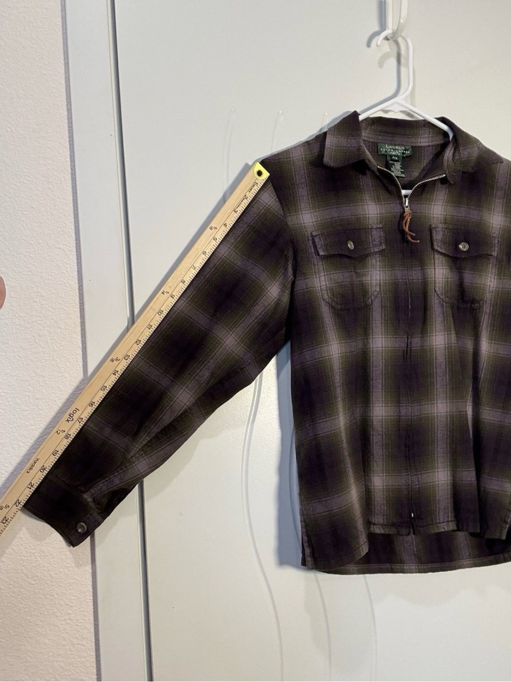 Ralph Lauren Plaid Shirt Jacket - Purple and Black - Picture 6 of 11